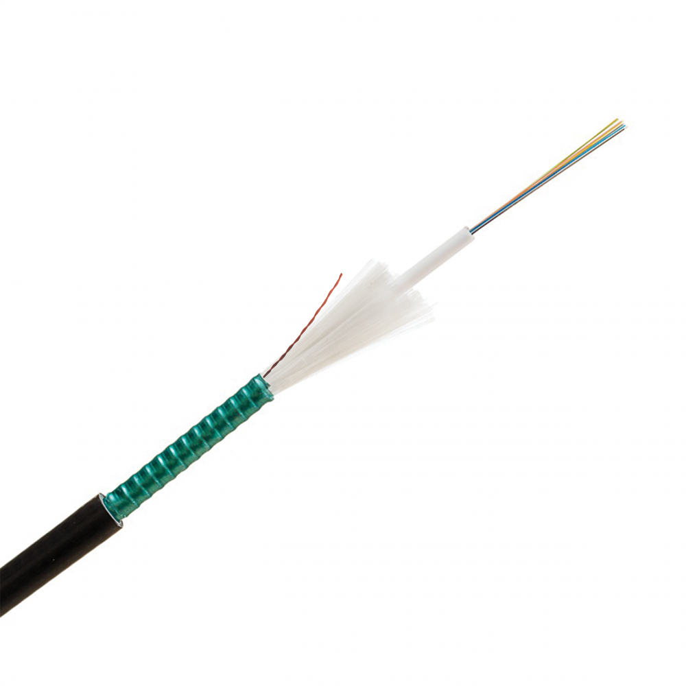 Keline optický kábel CLT s pancierom, 12xOM3, ​50/125μm, Dca - s2, d2, a1, pre vonkajšie aj vnútorné použitie