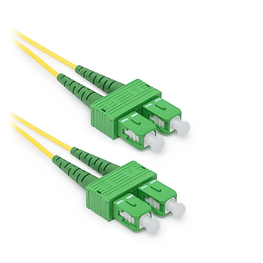 Keline optický patch kábel SC/APC-SC/APC Duplex, OS2, 9/125µm (ITU-T G.652.D), LSOH