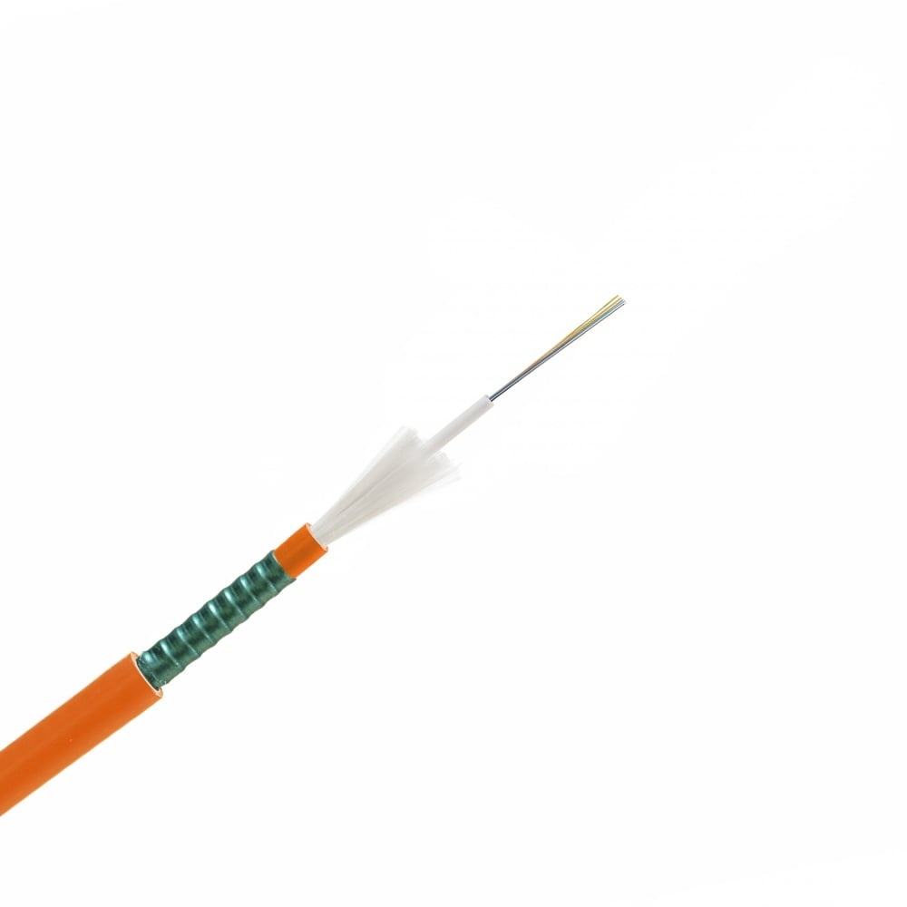 Keline optický kábel CLT s pancierom, 12 vlákno, OM3, ohnovzdorny, B2ca, pre vonkajšie aj vnútorné použitie (CLTFR24OM3-PANC-B2ca)