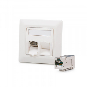 Keline antibakteriálna zásuvka Modulo50, Category 6A, 2xRJ45/s, podpovrchová, osadená s KEJ-C6A-S-HD
