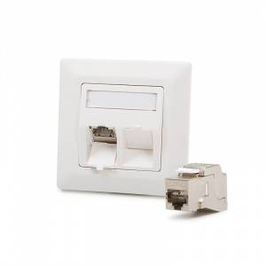 Keline antibakteriálna zásuvka Modulo50, Category 6A, 2xRJ45/s, podpovrchová, osadená s KEJ-C6A-S-10G