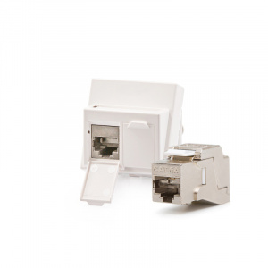 Keline antibakteriálna zásuvka Modulo45, Category 6A, 2xRJ45/s, podlahová / do žľabu, osadená s KEJ-C6A-S-10G 