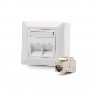 Keline zásuvka Modulo50 Cat 6A, povrchová, osadená s 2xKEJ-C6A-S-10G